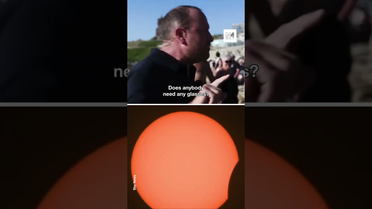 Man Shouts 'Free Palestine' on Sky News Eclipse Coverage