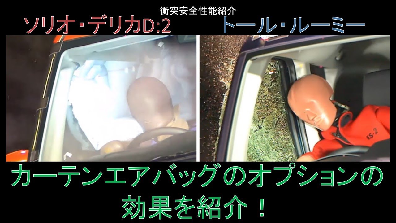 【スズキ ソリオ & トヨタ ルーミー】衝突安全性能紹介~カーテンエアバッグのオプションの効果を紹介！！~