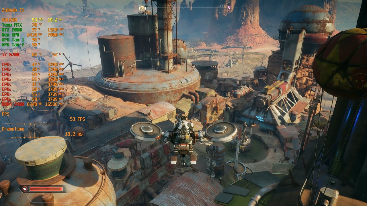 Rage 2 Flying over Towns 4K 60fps Test Полёт над городами