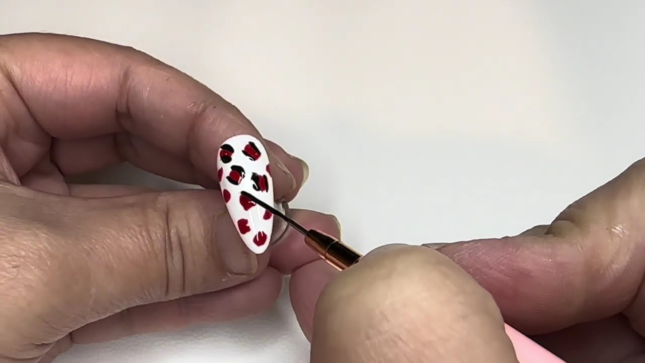 Red❤️Leopard 🐆 Print Nail Art Tutorial💅🏻#LeopardNails #RedNails #NailDesign #NailArtist #NailInspo