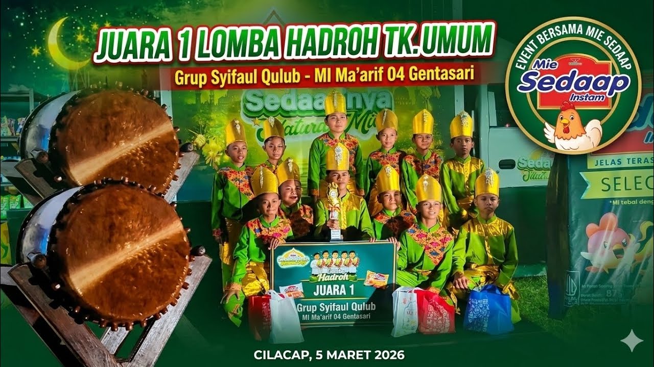 JUARA 1 Lomba Hadroh tk. Umum Grup Syifaul Qulub MI Ma'arif 04 Gentasari