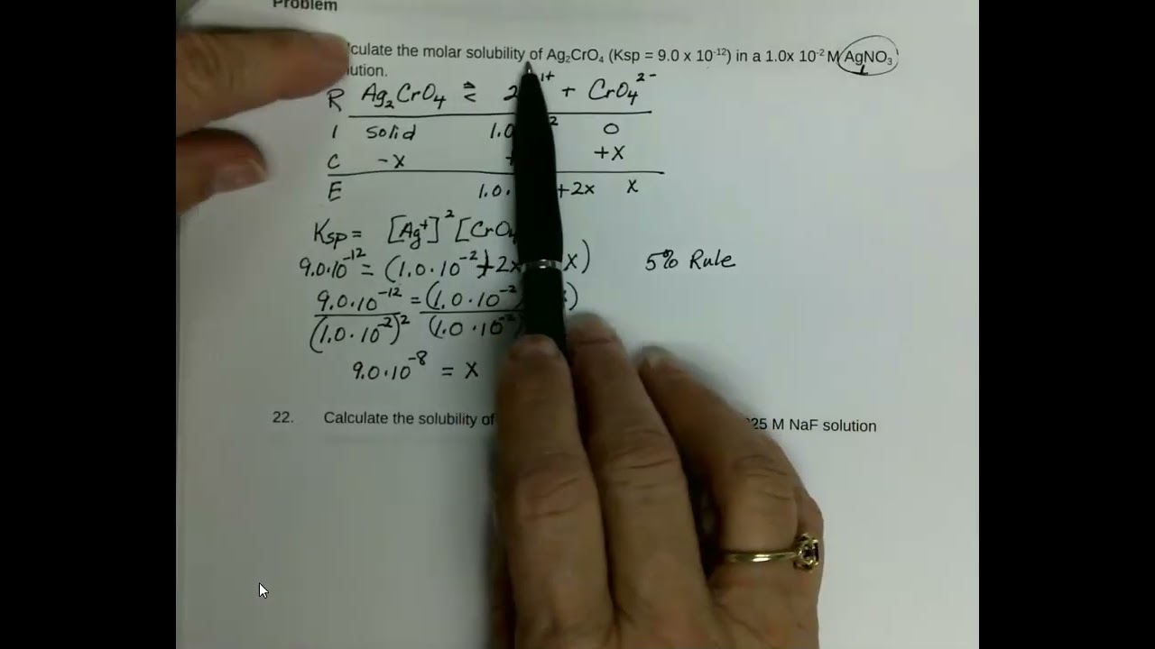 Solubility of Common Ions, 5 % rule