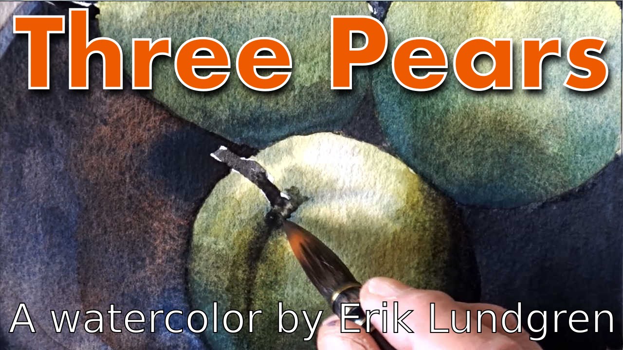 Three pears - An exercise in wet in wet. A watercolor by Erik Lundgren