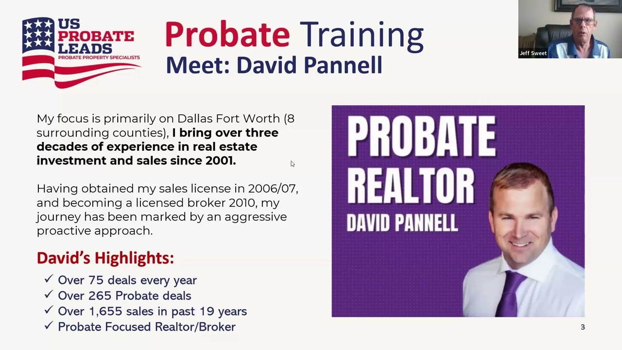 How David Pannell, an Agent/Investor, closes 40+ Probate Deals every year