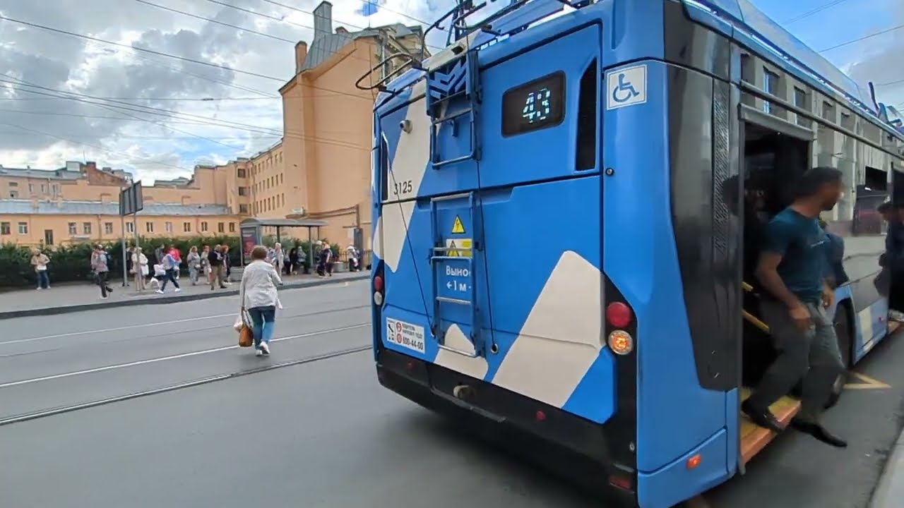 К Финляндскому на БКМ 32100D «Ольгерд», 3125 по 43 троллейбусу СПб 14-*: БКМ 3125 по №43 (03.08.24)
