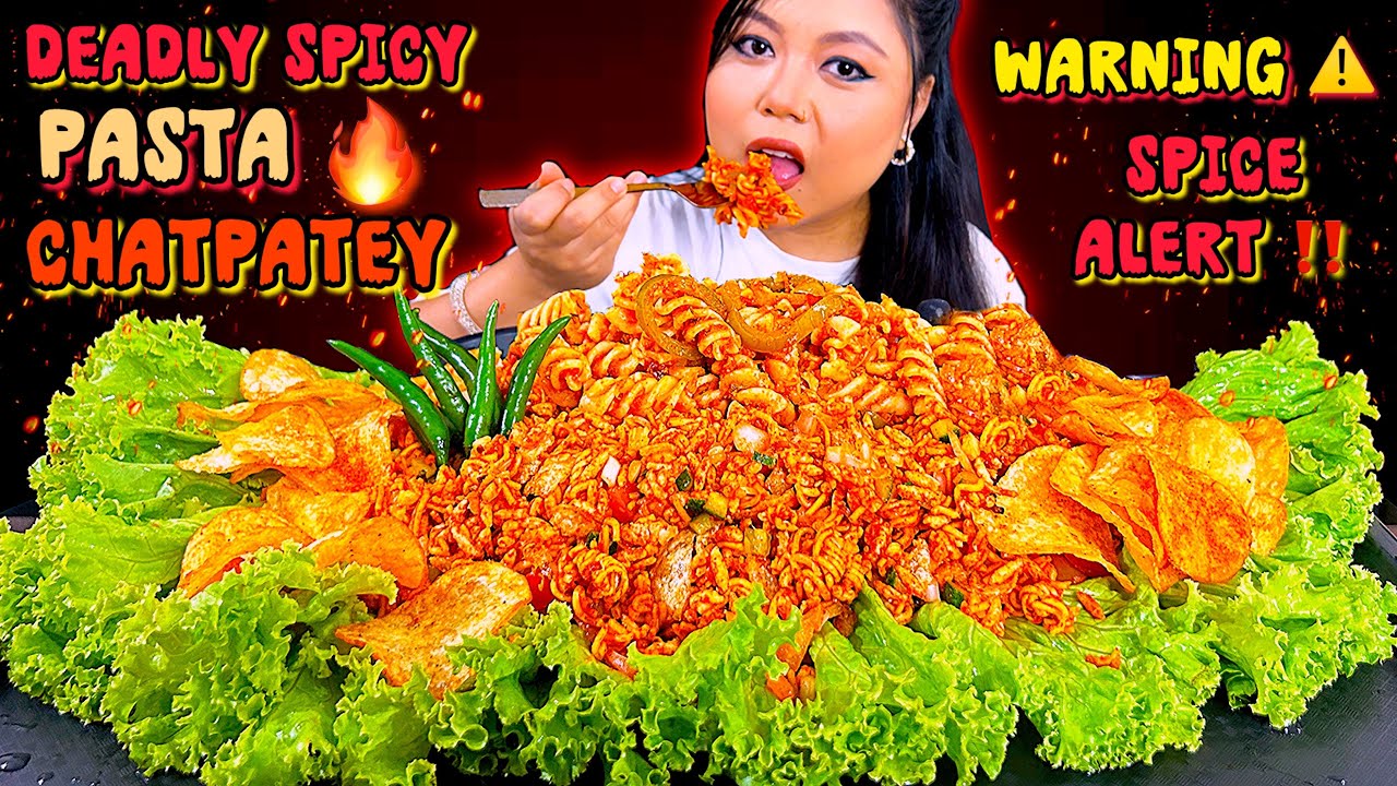 EATING 🔥 DEADLY SPICY  PASTA, CHATPATEY & CHIPS | SPICY FOOD CHALLENGE 🥵 | MUKBANG | ASMR EATING