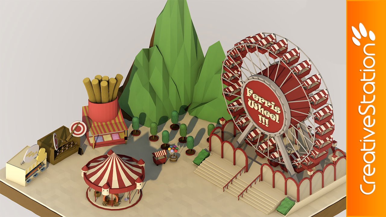 Funfair - 3D low poly Speed art (#Cinema4D) | CreativeStation