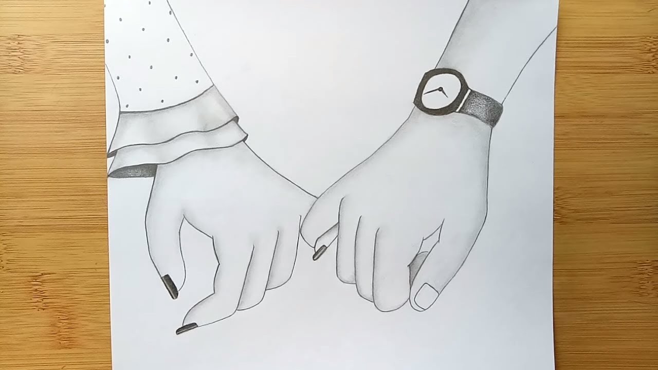 How to draw holding hands with pencil sketch//Valentine's Day Drawing