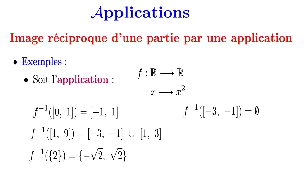 Applications [Leçon N° 2 : Images et Images réciproque]