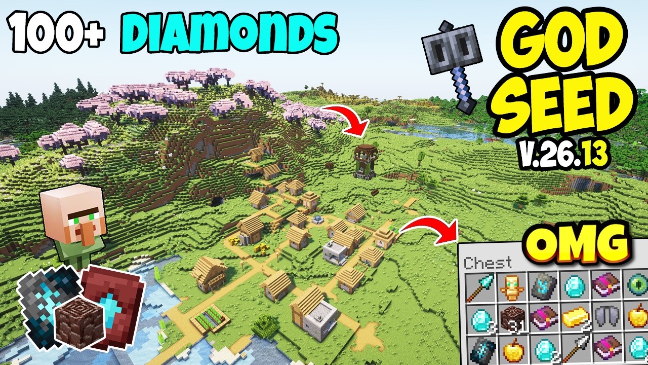 🔥Best Survival (God Seed) For Minecraft 26.13 Bedrock And PE |Five Blacksmith Seed | Minecraft Seeds