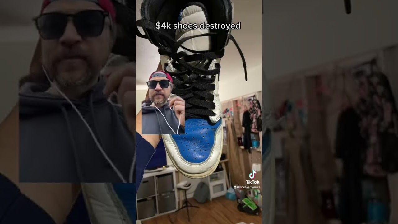 $4000.00 shoes trashed #bruh #funny #sneakers #travis1