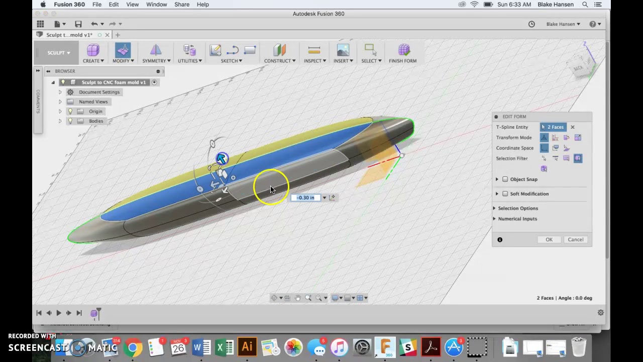Sculpting a boat hull in Fusion