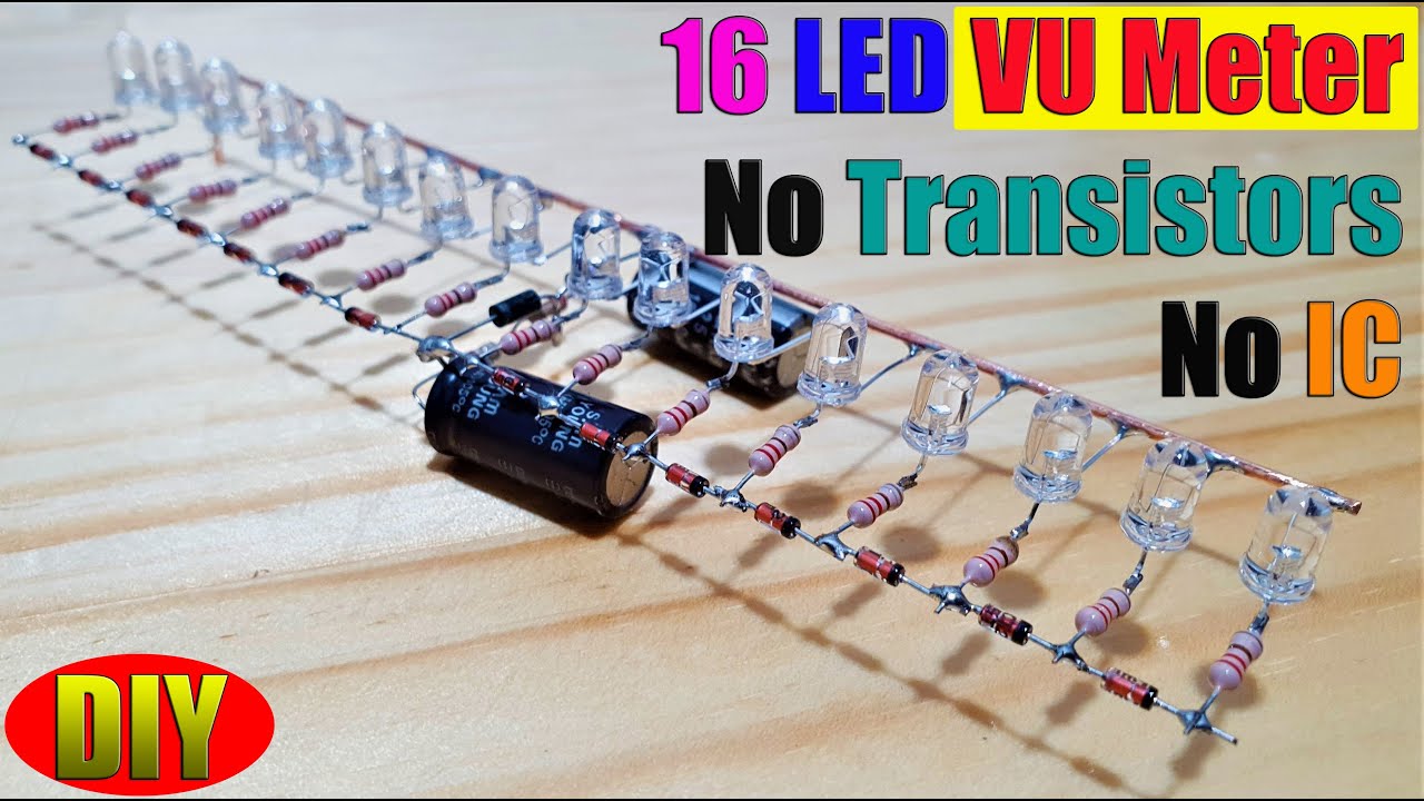How to make 16 LED Single-Channel  VU Meter no IC and no Transistor