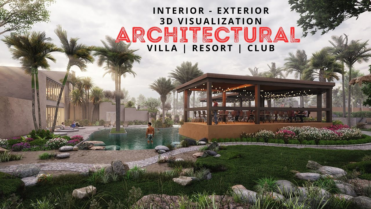Lilodhyan Luxury Lake view Resort Villa, Clubhouse,  Home Design by 3d Walkthroughs design company
