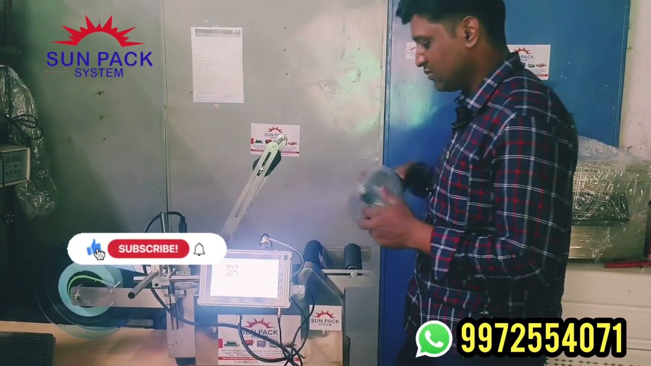 Hindi Version|Semi Automatic Labelling Machine With MRP Coder|Round Bottle Labelling Machine|#hindi 