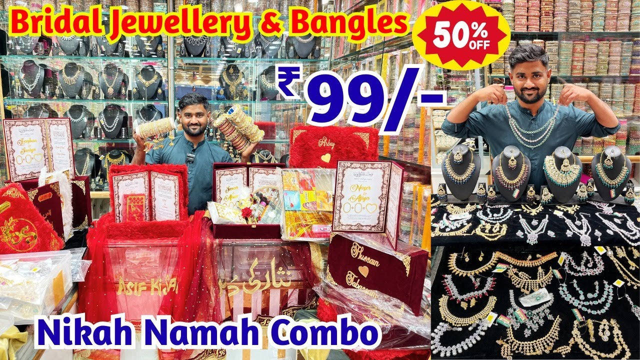 Charminar Laad Bazar #50%off Bridal Jewellery & Bangles Starts At ₹ 99/- Only | Nikah Namah Combo