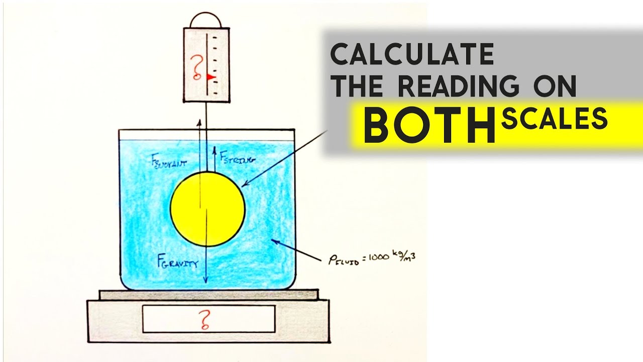 Heavy Ball Suspended in Water: Find Reading on the Spring Scale and Balance | Buoyancy