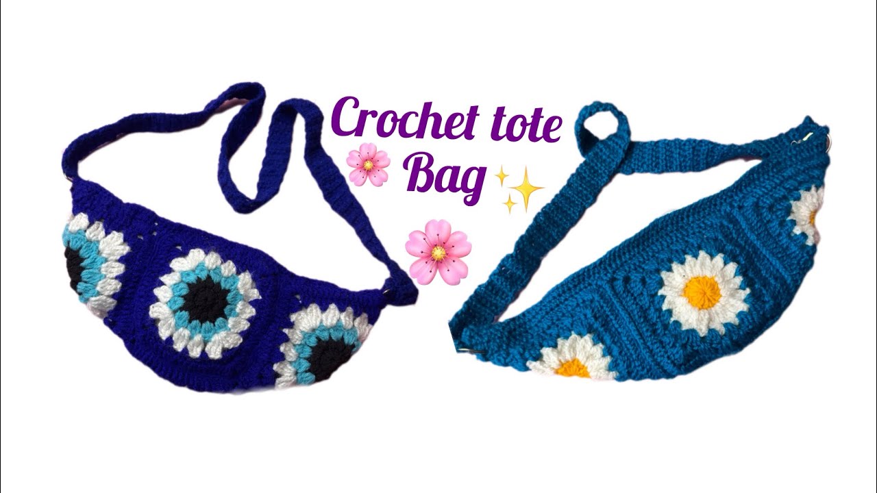 How to Crochet Granny Square Tote Bag 💼/4 Granny Square Bag Tutorial 🥰