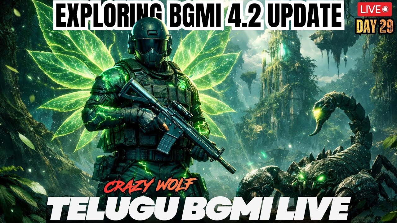BGMI Live Telugu  Day 29 | BGMI 4.2 Update | Crazy Wolf Telugu BGMI Live