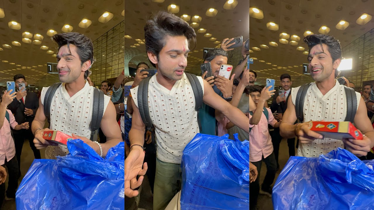 Abhishek Kumar, Giving, distributing sweets to media before going to Khatron Ke Khiladi 14 at Mumbai