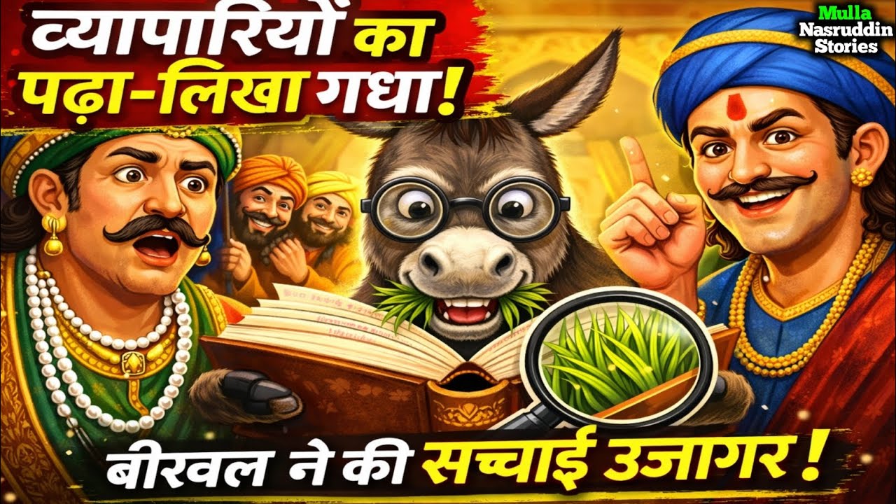 दो व्यापारियों का पढ़ा लिखा गधा, अकबर बीरबल कि हिन्दी कहानियां, Akbar Birbal ki Hindi kahaniyan 