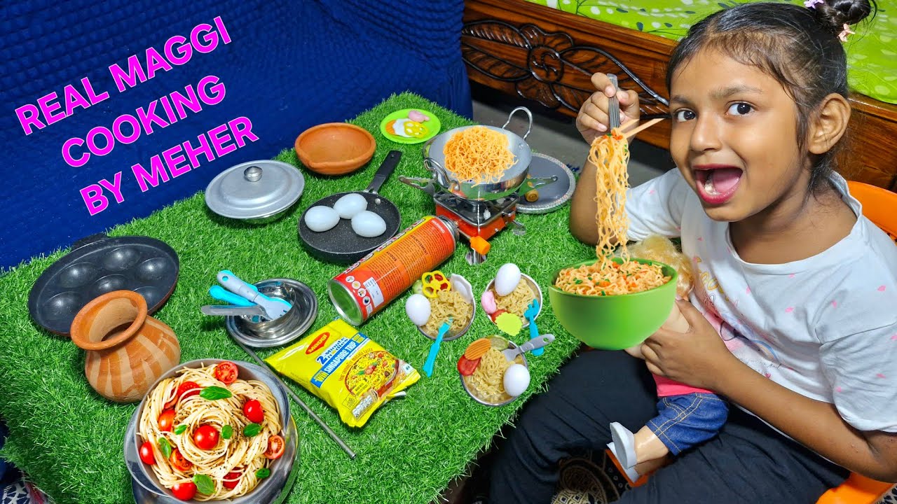 Сегодня Мехер приготовила лапшу Maggi #детииграют #детскаяготовка #милыйпирогмехер #мехер