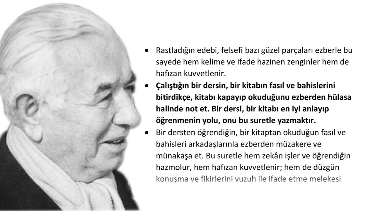ALİ FUAT BAŞGİL'DEN GENÇLERE TAVSİYELER