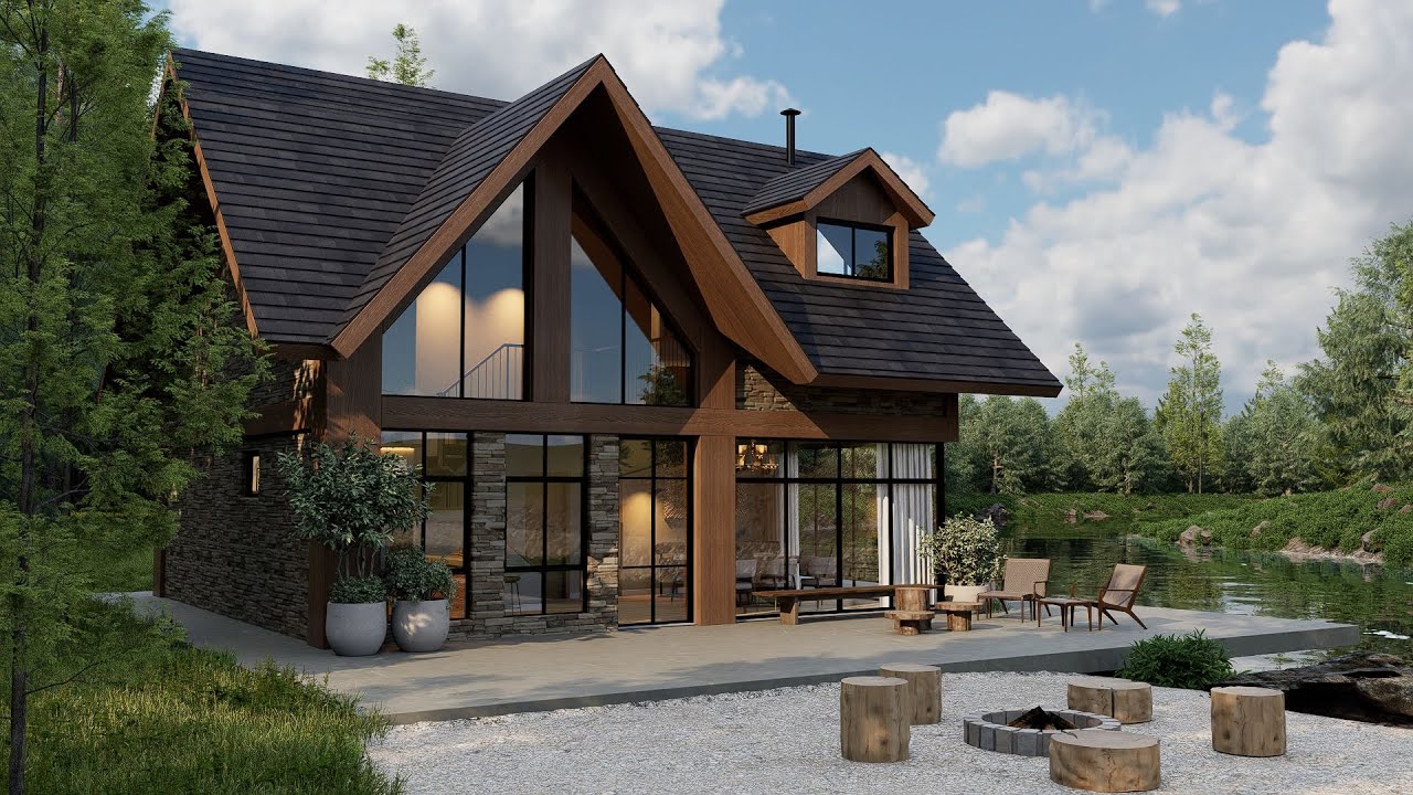 Деревенская и уютная хижина с видом на реку