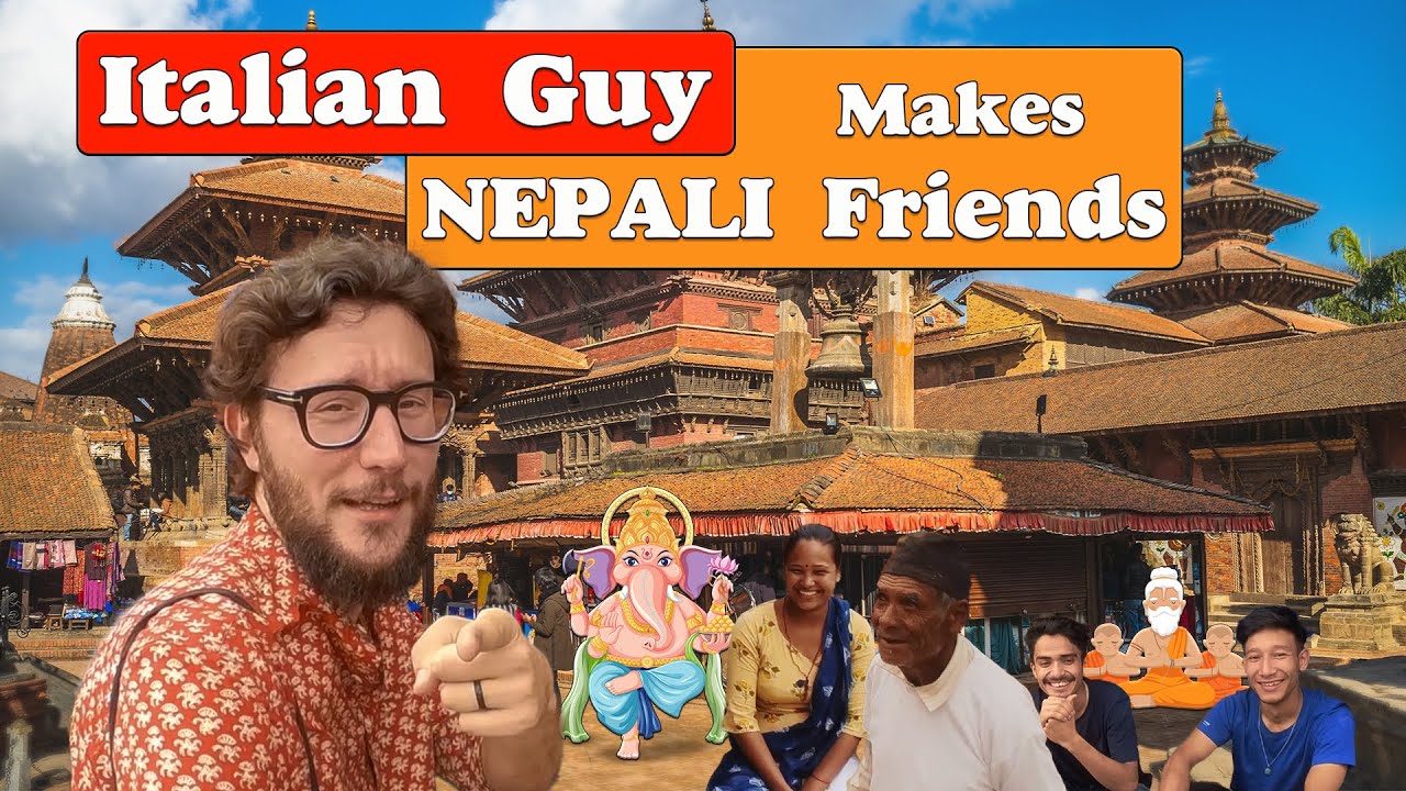 Italian guy speaks Nepali with local people on the streets