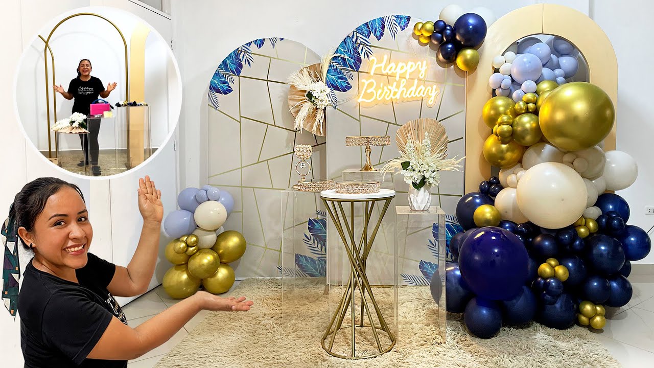 Como hacer un Arco de Globos Orgánico💙Decoración para Cumpleaños 🥳🎉PASO A PASO