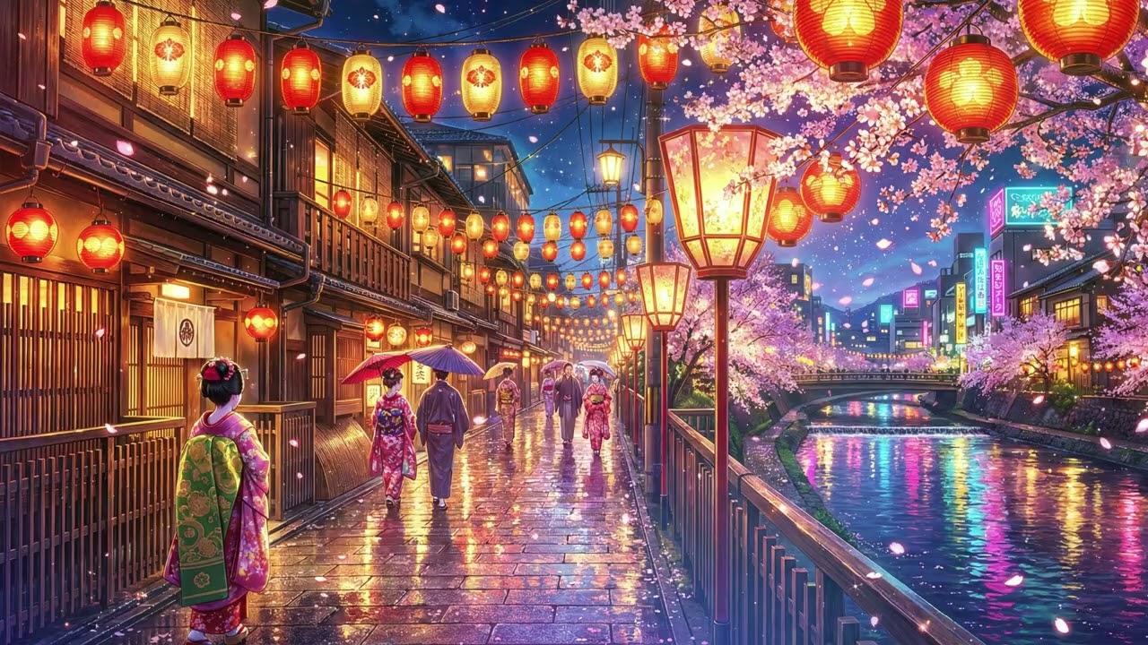 Night in Kyoto 🌃 Beautiful Japanese Shamisen Music | Relaxing, Zen, Atmosphere (京都の夜 - 美しい三味線の調べ)