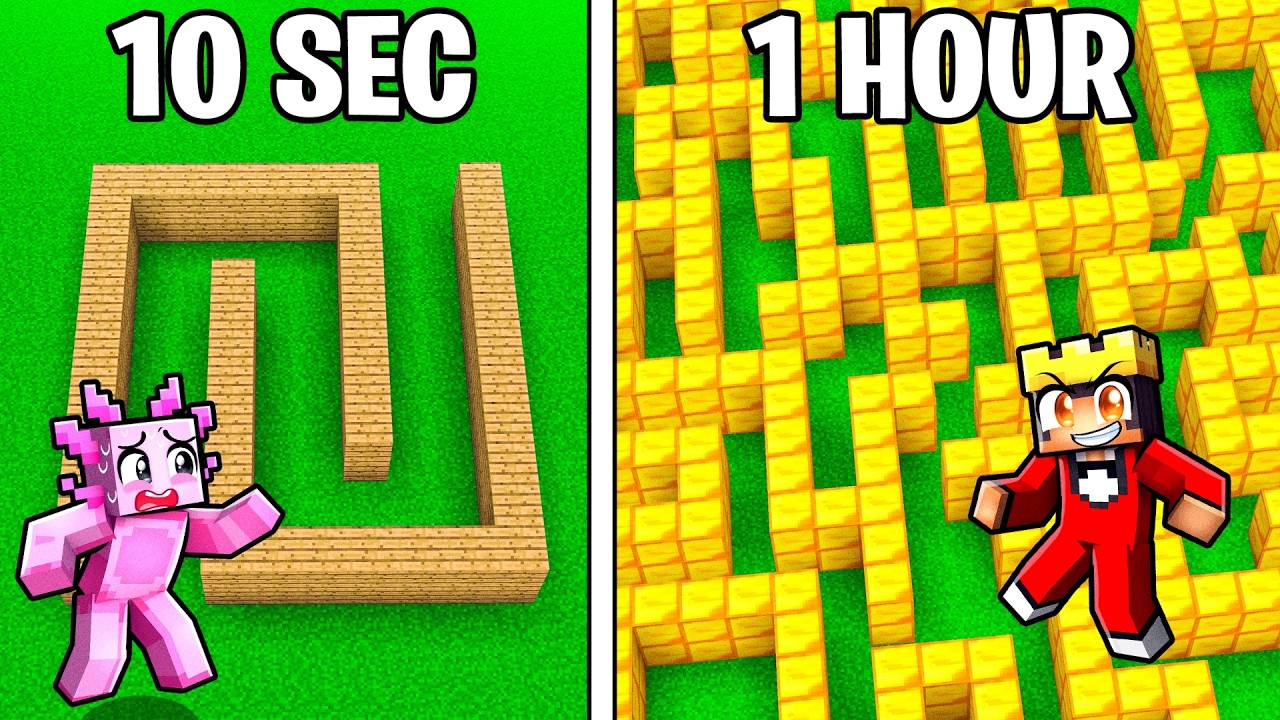 GIANT MAZE Build Challenge 10 Seconds vs 1 Hour