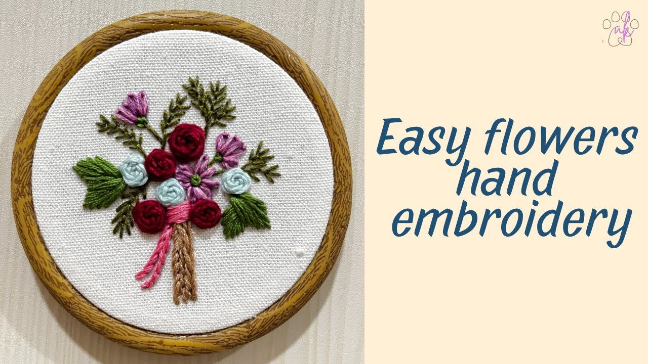 🌸 Easy Flowers Hand Embroidery for Beginners | Simple Floral Stitch Tutorial 🌿