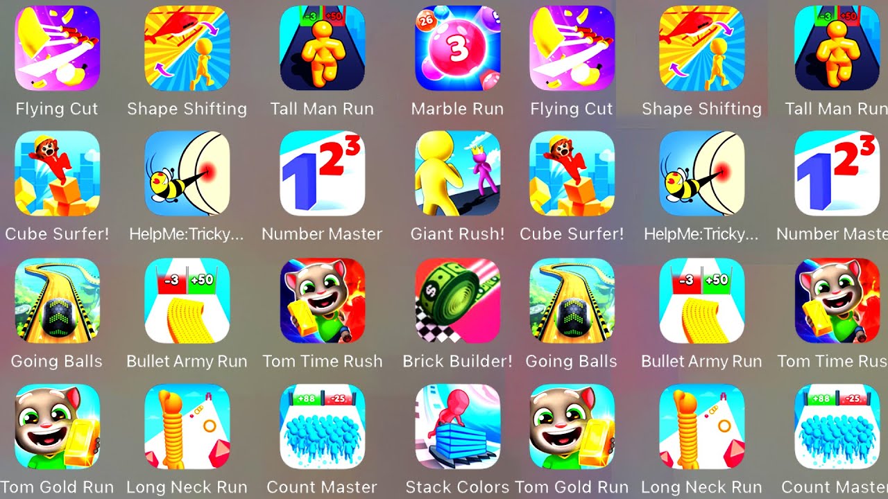 HelpMe Tricky, Number Masters, Giant Rush, Tall Man Run, Flying Cut, Going Balls, Count Masters...