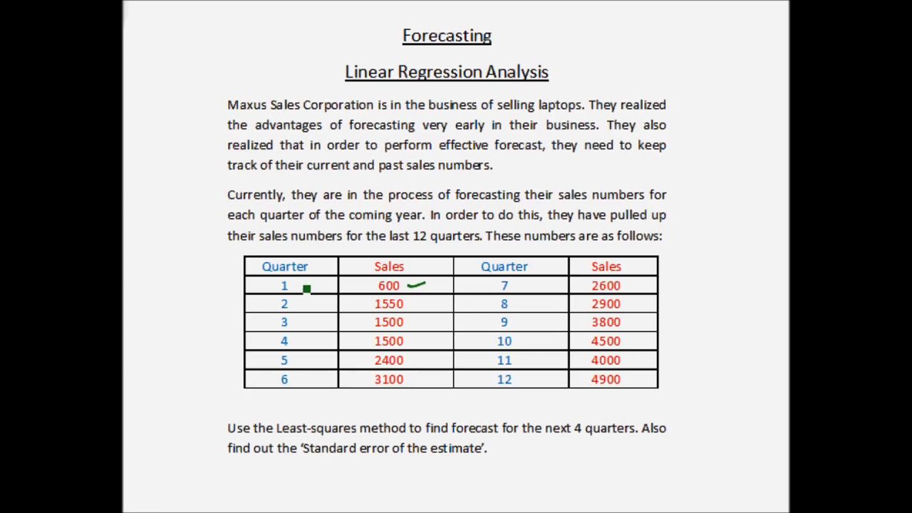 Forecasting - Linear regression - Example 1 - Part 1