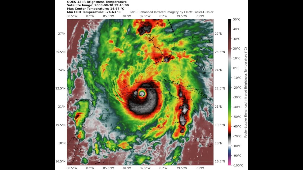 Hurricane Gustav (2008) GOES-12 FozIR Satellite Imagery