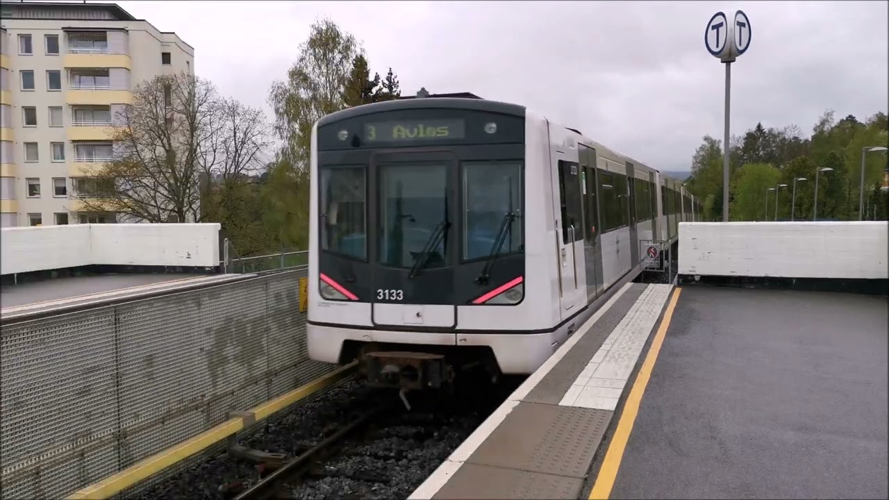 Oslo-Viken T-bane - Linje 3-3A-3E: Skøyenåsen T-banestasjon 05-2021 [4K UHD] 17-mai-Spesial