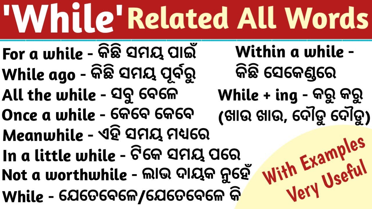 All Use Of 'While' With Examples In Odia & English/Important Uses Of While/While Related Words