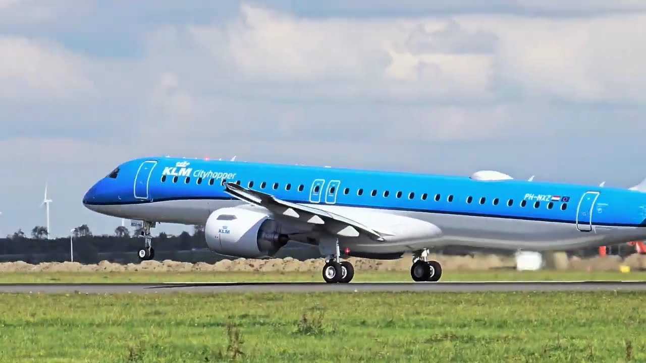 KLM Cityhopper Embraer E195-E2 PH-NXZ Takeoff from Amsterdam Schiphol | AMS to Trondheim