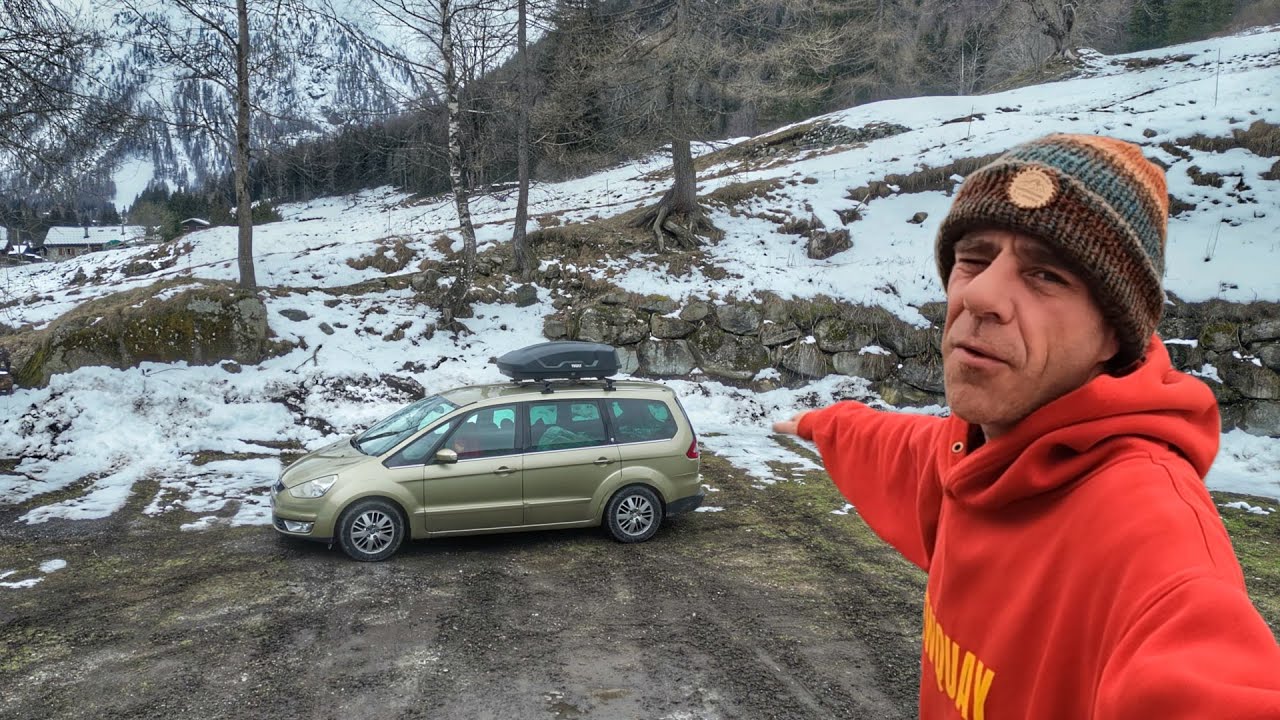 Winter CAR CAMPING ALONE Somewhere Near Switzerland
