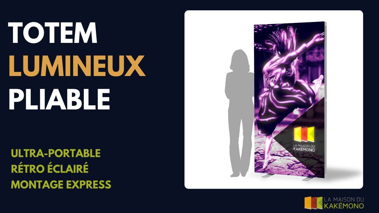 Totem Lumineux Pliable : Montage Express & Rétro-Éclairage Pro en 2 min