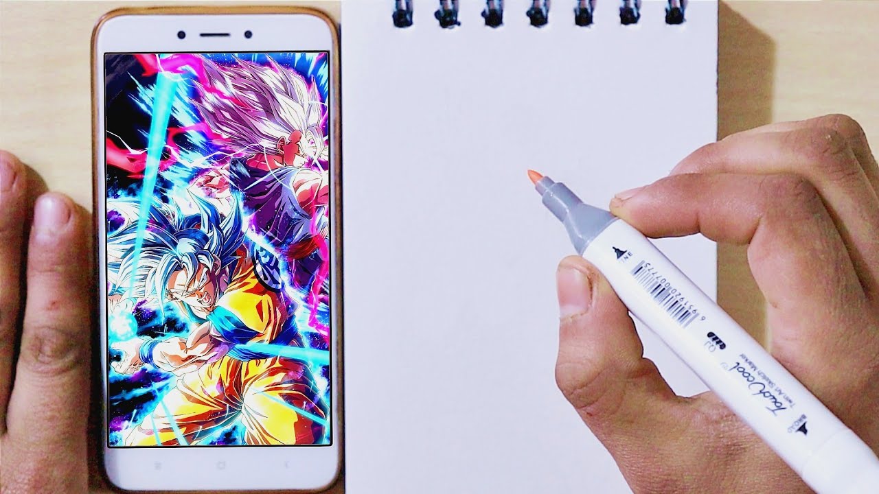 anime drawing goku with pencil colour sketchbook tour