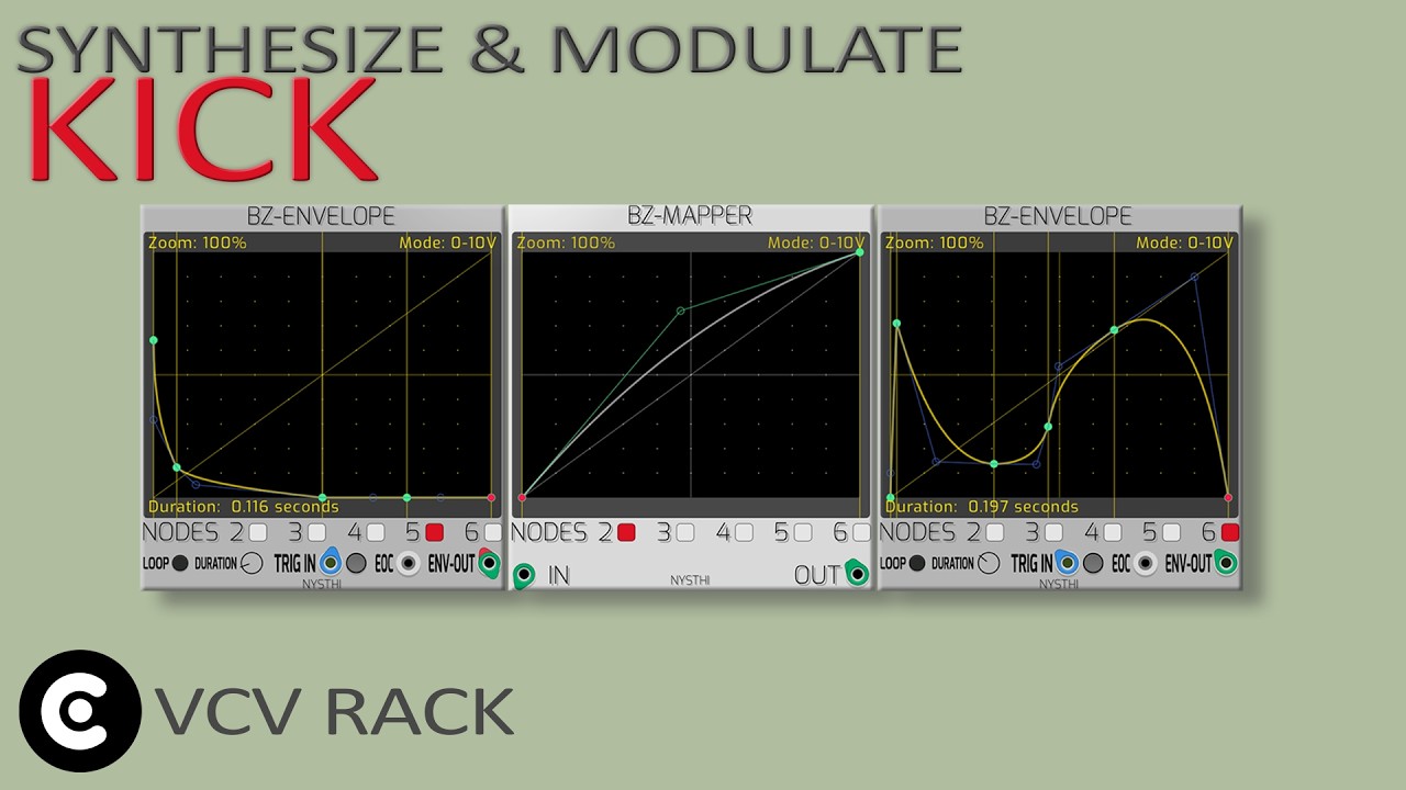 Synthesize and Modulate Psytrance Kick using BZ-Envelope , BZ- mapper in VCV Rack 2 (NO TALK)