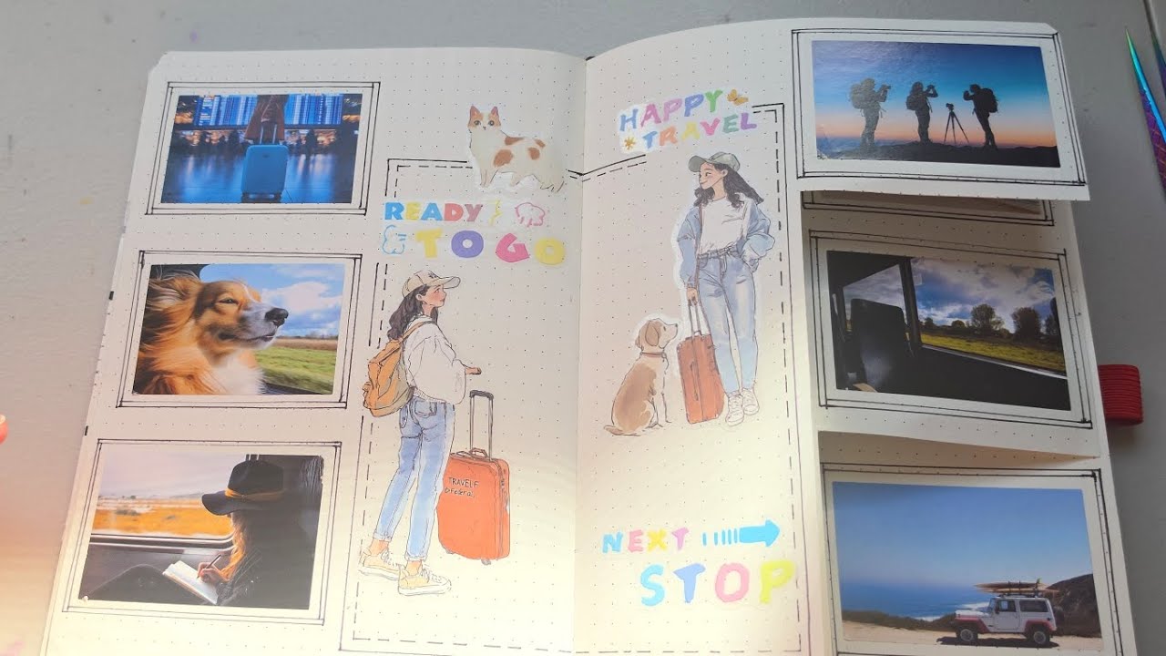 TRAVEL Inspired Journal /ASMR journal / journal with me / ASMR aesthetic journal 