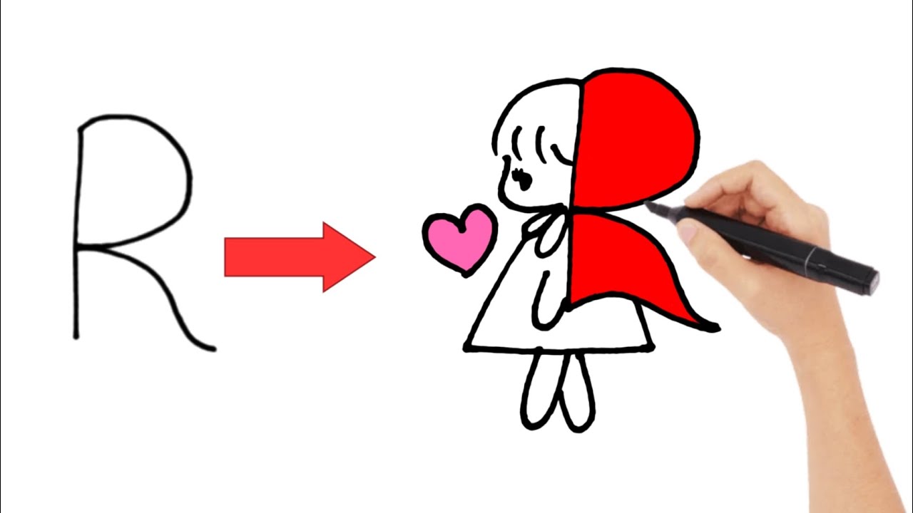 Turn the Letter 'R' into Little Red Riding Hood! ✨ | Easy Drawing Trick for Kids & Beginners