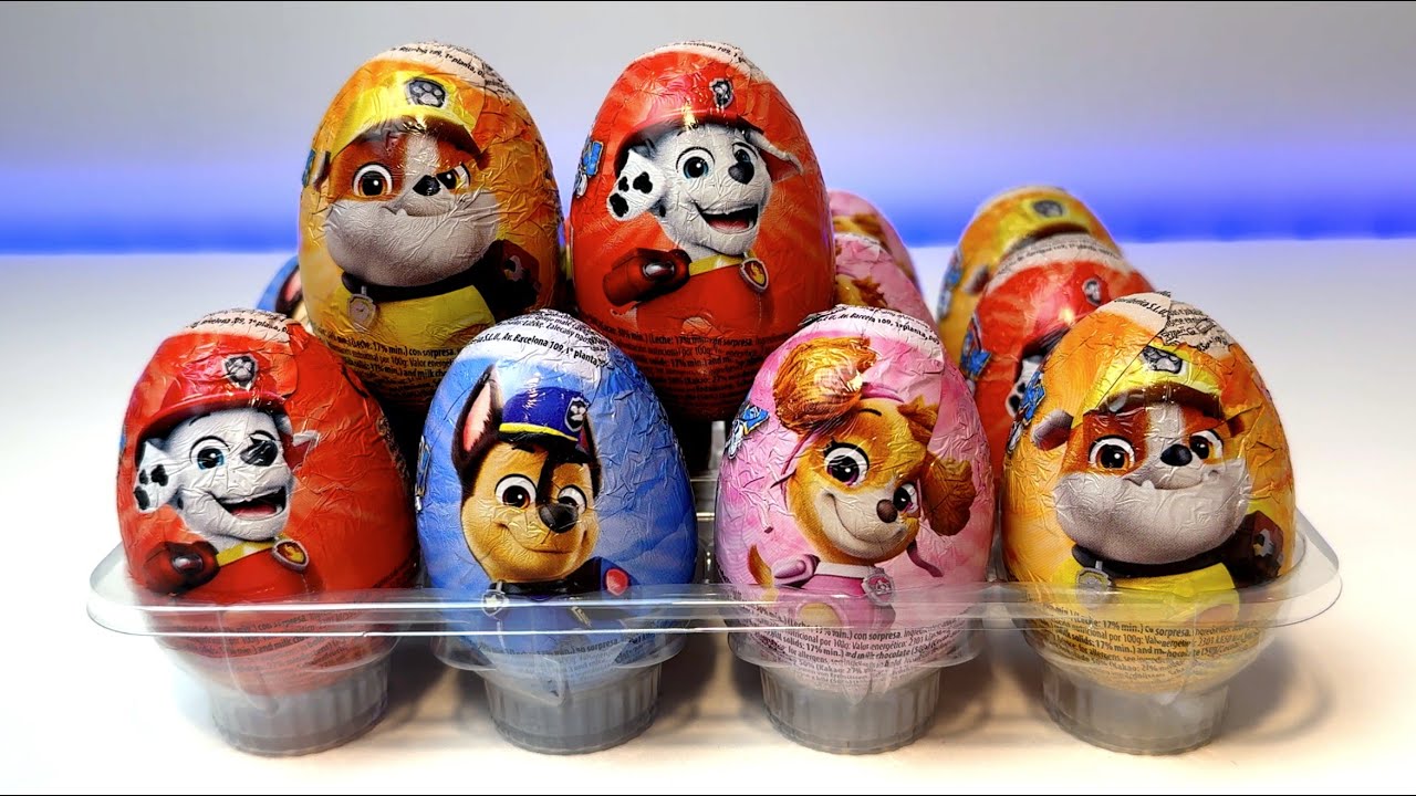 super cute paw patrol chocolate eggs! chocolate suprise eggs unboxing!  No talking ASMR