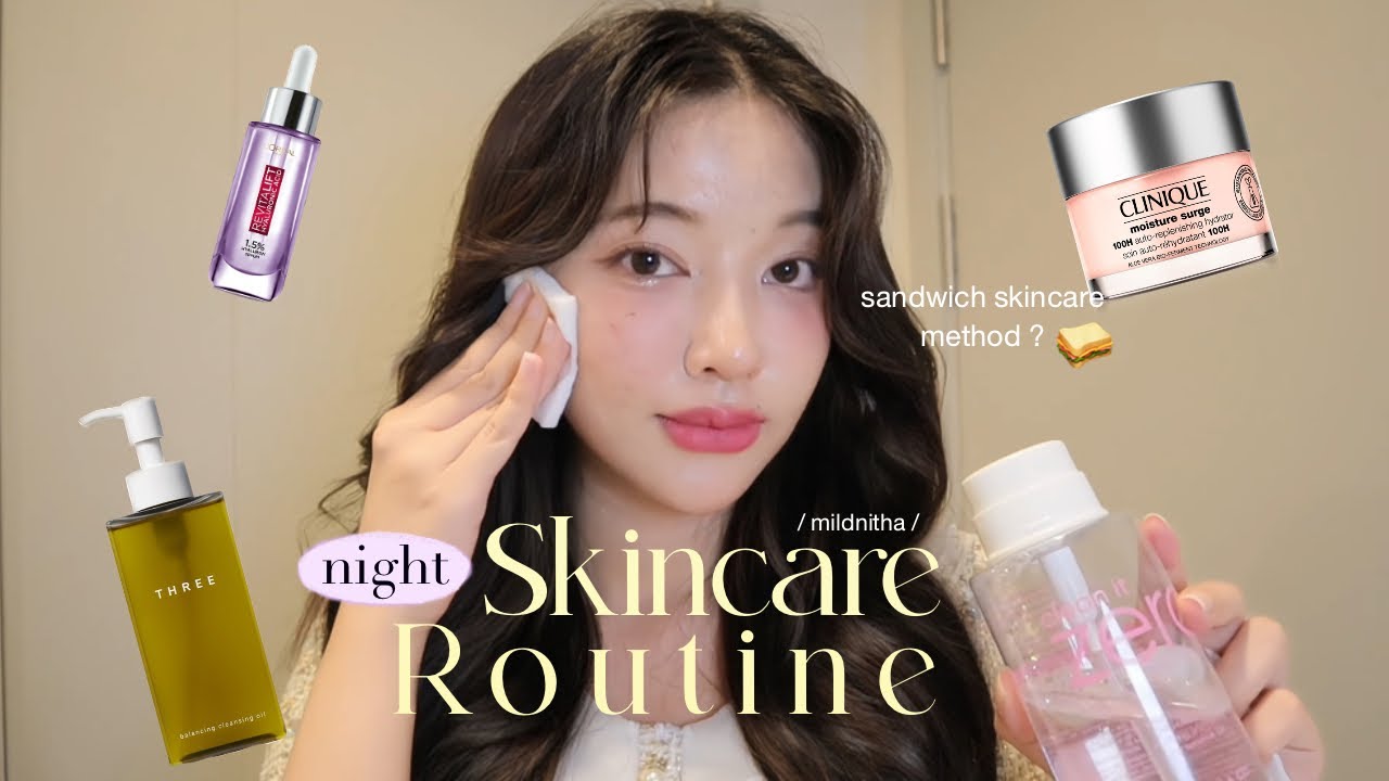 🌜Night skincare routine สกินแคร์เน้นผิวชุ่มชื้นของคนผิวแพ้ง่าย 🛏️🛁 | mildnitha