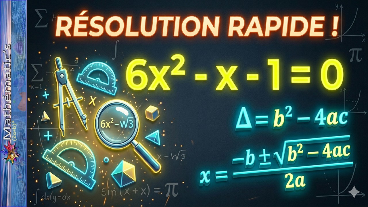 📝 UNE ÉQUATION DU SECOND DEGRÉ A RÉSOUDRE : Un exercice d'algèbre pour t'améliorer en mathématiques