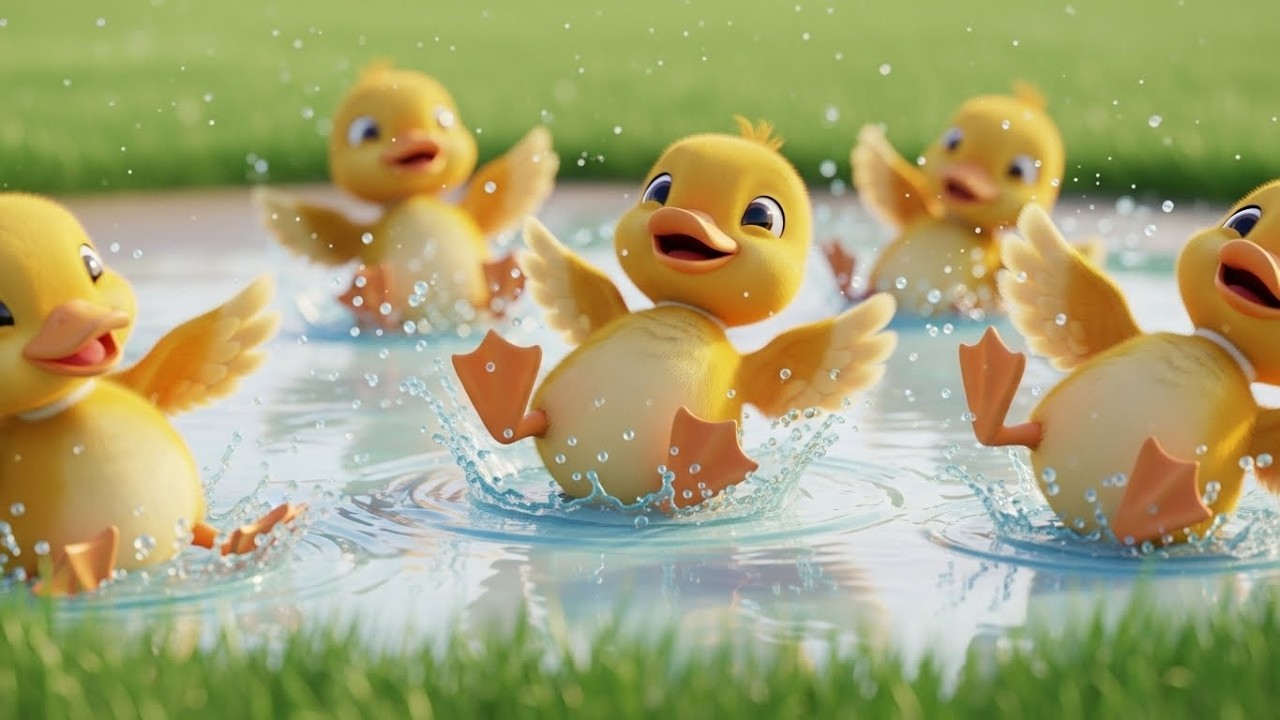 Танцующие утята в луже 🦆💦🎵 | Мультфильм для детей и весёлые брызги