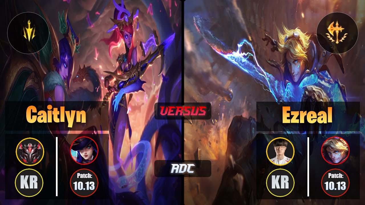 GrandMaster CAITLYN [Lethal Tempo] (ADC) VS Faker EZREAL - Grandmaster KR Patch 10.13